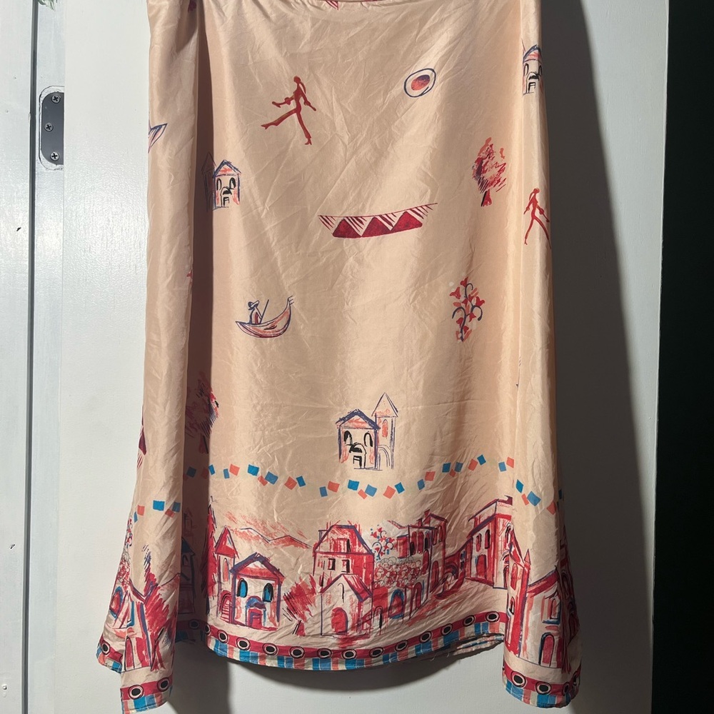 Marsh Landing Rose and Red A-Line Silk Skirt